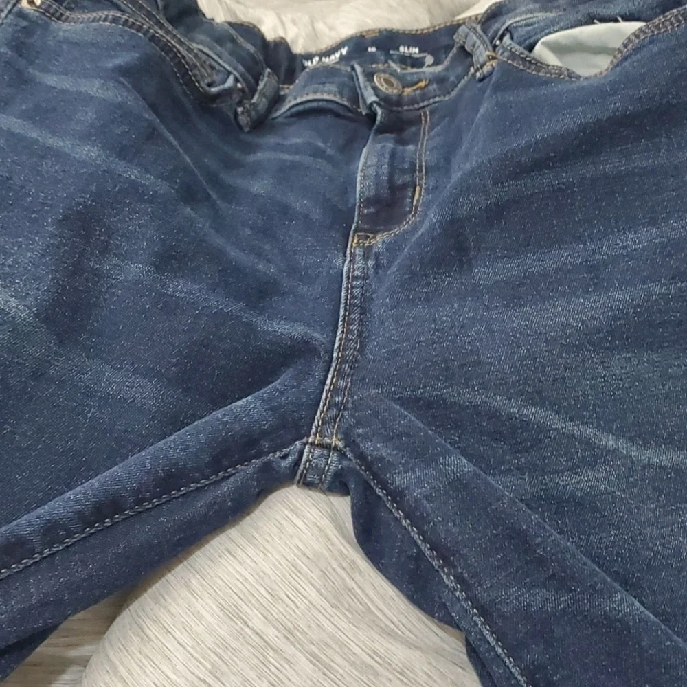 Old Navy jeans boys size 18 blue slim 360‎ stretch adjustable waist destroyed